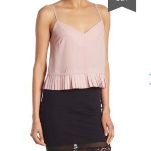 FRENCH CONNECTION peplum pleated pink crop tank top